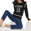 image:imageKarl Lagerfeld Womens Ruffle Sleeve Graphic SweaterBlack