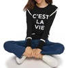 image:imageKarl Lagerfeld Womens Ruffle Sleeve Graphic SweaterBlack