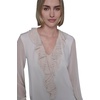 image:imageKarl Lagerfeld Womens Sheer Long Sleeve Ruffle Front VNeck Woven BlouseBirch