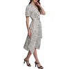 image:imageKarl Lagerfeld Womens Short Puffed Sleeve VNeck Hanky Hem Belted Midi DressBisqueBlack