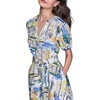 image:imageKarl Lagerfeld Womens Short Puffed Sleeve VNeck Hanky Hem Belted Midi DressPalace BlueCitrus Green Multi