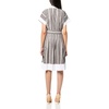image:imageKarl Lagerfeld Womens Short Sleeve Collar Melange Stripe Shirt Dress Sash Belt DressEarthy BrownSoft White