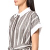 image:imageKarl Lagerfeld Womens Short Sleeve Collar Melange Stripe Shirt Dress Sash Belt DressEarthy BrownSoft White