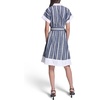 image:imageKarl Lagerfeld Womens Short Sleeve Collar Melange Stripe Shirt Dress Sash Belt DressMaritimeSoft White