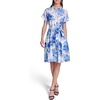 image:imageKarl Lagerfeld Womens Short Sleeve Collar Printed Ecovero Shirt Dress Sash Belt DressPorcelain Blue Multi