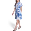 image:imageKarl Lagerfeld Womens Short Sleeve Collar Printed Ecovero Shirt Dress Sash Belt DressPorcelain Blue Multi