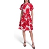image:imageKarl Lagerfeld Womens Short Sleeve Collar Printed Ecovero Shirt Dress Sash Belt DressTomato Multi
