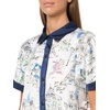image:imageKarl Lagerfeld Womens Short Sleeve Collared Neck All Over Print Camp ShirtNaval AcademySoft White Multi