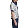 image:imageKarl Lagerfeld Womens Short Sleeve Collared Neck All Over Print Camp ShirtNaval AcademySoft White Multi