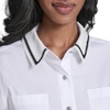 image:imageKarl Lagerfeld Womens Short Sleeve Collared Neck Emboriderd Collar Camp ShirtWhite