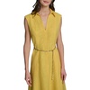 image:imageKarl Lagerfeld Womens Short Sleeve Collared Neck Floral Ottoman Midi Chain Belt DressLemon Chrome