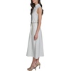image:imageKarl Lagerfeld Womens Short Sleeve Collared Neck Floral Ottoman Midi Chain Belt DressSoft White