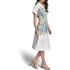 image:imageKarl Lagerfeld Womens Short Sleeve Collared Neck Placed Floral Belted Button Down Midi DressSoft White Combo