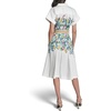 image:imageKarl Lagerfeld Womens Short Sleeve Collared Neck Placed Floral Belted Button Down Midi DressSoft White Combo