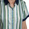 image:imageKarl Lagerfeld Womens Short Sleeve Collared Neck Striped Camp ShirtSoft WhiteSky Blue Multi