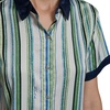 image:imageKarl Lagerfeld Womens Short Sleeve Collared Neck Striped Camp ShirtSoft WhiteSky Blue Multi