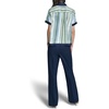 image:imageKarl Lagerfeld Womens Short Sleeve Collared Neck Striped Camp ShirtSoft WhiteSky Blue Multi