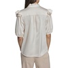 image:imageKarl Lagerfeld Womens Short Sleeve Crew Neck Button Down Ruffle Sleeve BlouseBisque
