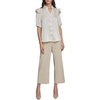 image:imageKarl Lagerfeld Womens Short Sleeve Crew Neck Button Down Ruffle Sleeve BlouseBisque