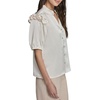 image:imageKarl Lagerfeld Womens Short Sleeve Crew Neck Button Down Ruffle Sleeve BlouseBisque