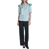 image:imageKarl Lagerfeld Womens Short Sleeve Crew Neck Button Down Ruffle Sleeve BlouseFresh Mint