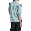 image:imageKarl Lagerfeld Womens Short Sleeve Crew Neck Button Down Ruffle Sleeve BlouseFresh Mint