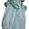 image:imageKarl Lagerfeld Womens Short Sleeve Crew Neck Button Down Ruffle Sleeve BlouseFresh Mint