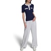 image:imageKarl Lagerfeld Womens Short Sleeve Crew Neck Button Front SweaterNaval AcademySoft White