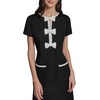 image:imageKarl Lagerfeld Womens Short Sleeve Crew Neck Faux Tweed Contrast Framing a Line DressBlackSoft White