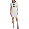 image:imageKarl Lagerfeld Womens Short Sleeve Crew Neck Faux Tweed Contrast Framing a Line DressSoft WhiteBlack