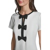 image:imageKarl Lagerfeld Womens Short Sleeve Crew Neck Faux Tweed Contrast Framing a Line DressSoft WhiteBlack