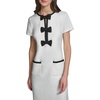 image:imageKarl Lagerfeld Womens Short Sleeve Crew Neck Faux Tweed Contrast Framing a Line DressSoft WhiteBlack