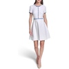 image:imageKarl Lagerfeld Womens Short Sleeve Crew Neck Knit Tweed Contrast Framing Aline DressSoft WhiteLight Blue Multi