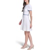 image:imageKarl Lagerfeld Womens Short Sleeve Crew Neck Knit Tweed Contrast Framing Aline DressSoft WhiteLight Blue Multi