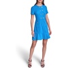 image:imageKarl Lagerfeld Womens Short Sleeve Crew Neck Scuba Crepe Aline Flounce Hem DressPorcelain Blue