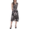 image:imageKarl Lagerfeld Womens Short Sleeve Crinkle Poly Satin Tie Waist Midi DressBlackVicuna ComboBirch