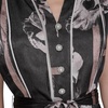 image:imageKarl Lagerfeld Womens Short Sleeve Crinkle Poly Satin Tie Waist Midi DressBlackVicuna ComboBirch