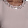 image:imageKarl Lagerfeld Womens Short Sleeve Embellished Neckline Scuba Crepe Fit amp Flare DressPearl Blush