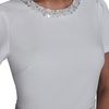 image:imageKarl Lagerfeld Womens Short Sleeve Embellished Neckline Scuba Crepe Fit amp Flare DressSoft White