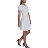 image:imageKarl Lagerfeld Womens Short Sleeve Embellished Neckline Scuba Crepe Fit amp Flare DressSoft White