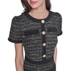 image:imageKarl Lagerfeld Womens Short Sleeve Metallic Brocade Aline DressBlack MultiBlack