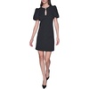 image:imageKarl Lagerfeld Womens Short Sleeve Round Neck with Keyhole Textured Jacquard DressBlack