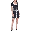 image:imageKarl Lagerfeld Womens Short Sleeve Square Neck Contrast Trim Button Front Mini DressBlackSoft White