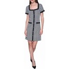 image:imageKarl Lagerfeld Womens Short Sleeve Square Neck Contrast Trim Button Front Mini DressBlackSoft White Multi