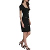 image:imageKarl Lagerfeld Womens Short Sleeve Square Neck Scuba Crepe Flower Buttons Faux Pockets DressBlack