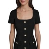 image:imageKarl Lagerfeld Womens Short Sleeve Square Neck Scuba Crepe Flower Buttons Faux Pockets DressBlack