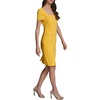 image:imageKarl Lagerfeld Womens Short Sleeve Square Neck Scuba Crepe Flower Buttons Faux Pockets DressLemon Chrome