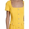 image:imageKarl Lagerfeld Womens Short Sleeve Square Neck Scuba Crepe Flower Buttons Faux Pockets DressLemon Chrome