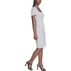 image:imageKarl Lagerfeld Womens Short Sleeve Square Neck Scuba Crepe Flower Buttons Faux Pockets DressSoft White