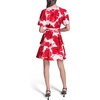 image:imageKarl Lagerfeld Womens Short Sleeve V Neck Printed Ecovero Fit and Flare Rope Belt DressTomato Multi